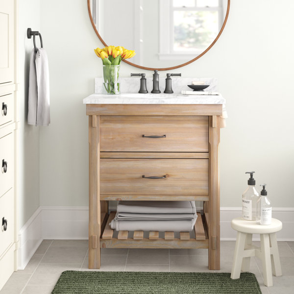Kordell 30'' Free Standing Single Bathroom Vanity With Carrara Marble Vanity Top 